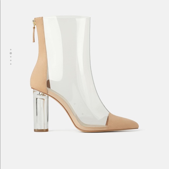 Zara NWT Heeled Vinyl Ankle Boots Size 6 - Picture 3 of 4